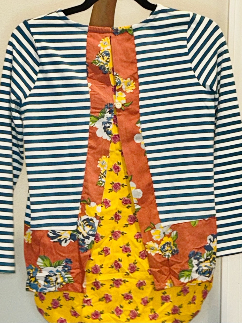 Matilda Jane Teal Stripe, Yellow Floral & Rust Panel Girls Top